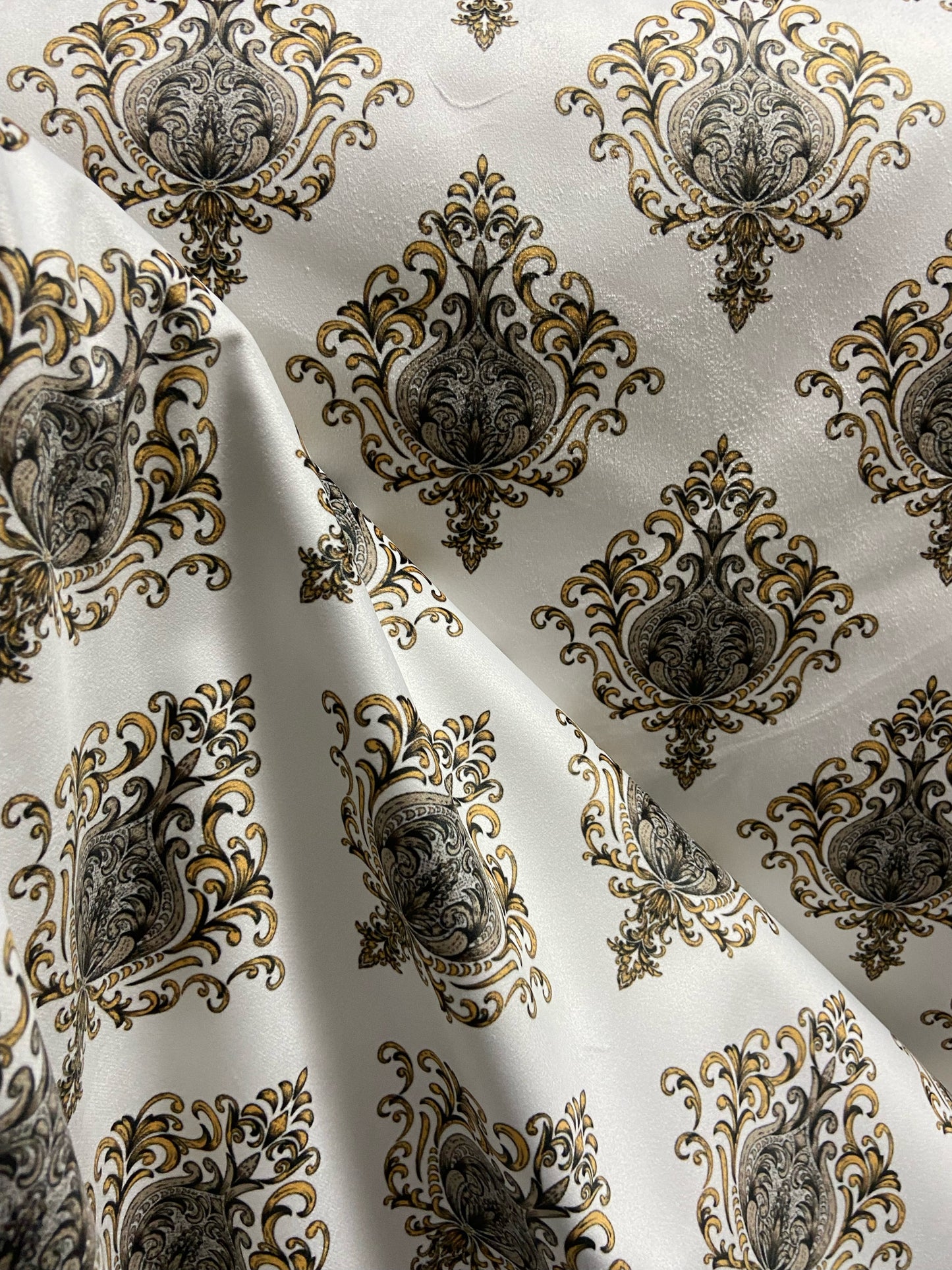 Luxurious Velvet Fabric with Elegant Damask Motif